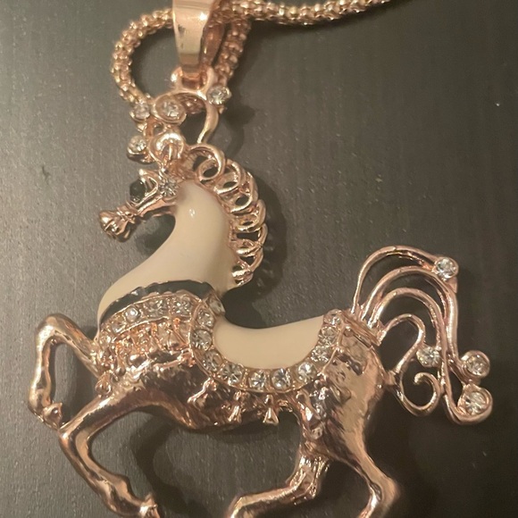 Betsey Johnson Gold and Cream Horse Necklace - Picture 1 of 3